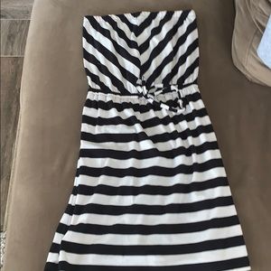 Strapless Stripped Dress/Swimsuit Cover up